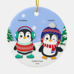 Ornamento De Cerâmica Cena de Neve e Menina Personalizada
