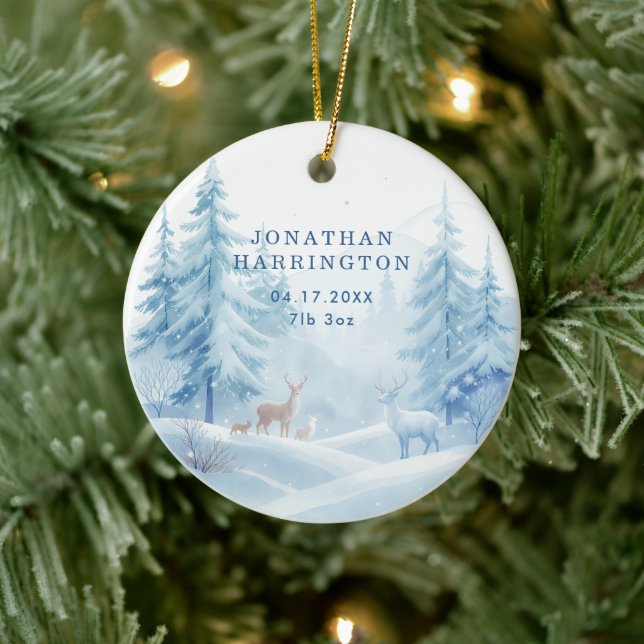 Ornamento De Cerâmica Cena de Neve Primeira Foto de Natal (Árvore)