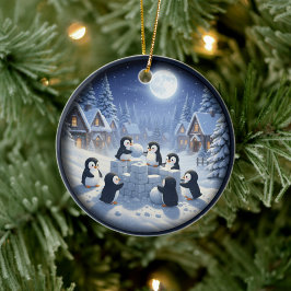 Ornamento De Cerâmica Cena Festiva de Natal Encantadora