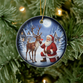 Ornamento De Cerâmica Cena Festiva de Natal Encantadora