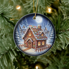 Ornamento De Cerâmica Cena Festiva de Natal Encantadora