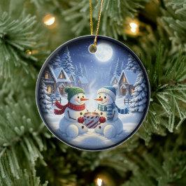 Ornamento De Cerâmica Cena Festiva de Natal Encantadora