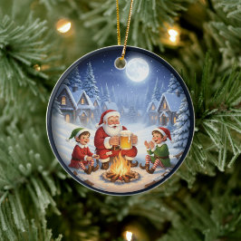 Ornamento De Cerâmica Cena Festiva de Natal Encantadora