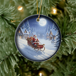 Ornamento De Cerâmica Cena Festiva de Natal Encantadora