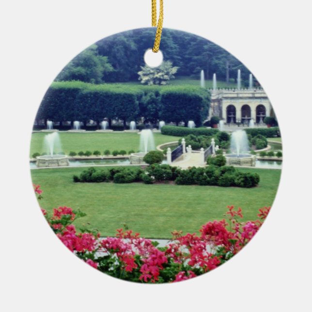 Ornamento De Cerâmica Cena vermelha do balcão conservador, Longwood Gard (Frente)