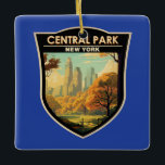 Ornamento De Cerâmica Central Park New York Viagem Art Vintage<br><div class="desc">Trabalho de arte do vetor do Central Park. Central Park é um parque urbano entre o Upper West Side e o Upper East Side,  bairros de Manhattan,  em Nova Iorque,  que foi o primeiro parque paisagístico nos Estados Unidos.</div>