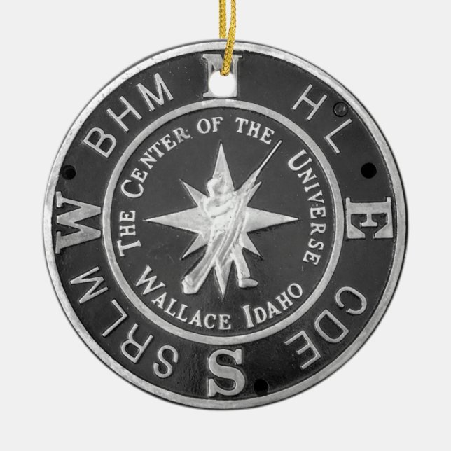 Ornamento De Cerâmica Centro do Universo em Wallace Idaho (Frente)