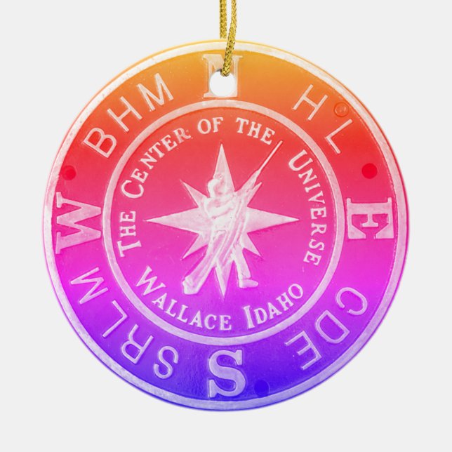 Ornamento De Cerâmica Centro do Universo em Wallace Idaho V2 (Frente)