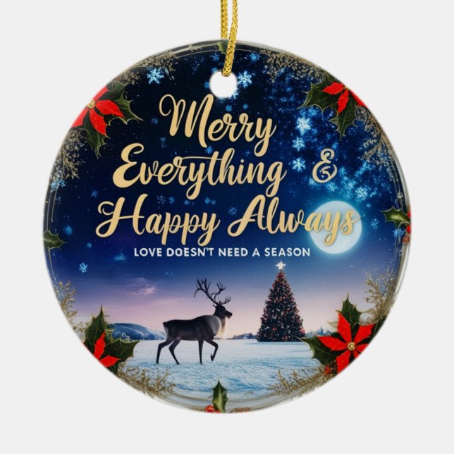 Ornamento De Cerâmica Ceramic Circle Ornament – Starry Night Holiday  (Frente)