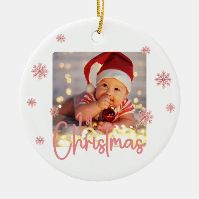 Ornamento De Cerâmica Ceramic Ornament Babys First Christmas Baby (Frente)