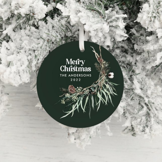 Ornamento De Cerâmica Cerâmica botânica verde-moderna e elegante (Criador carregado)