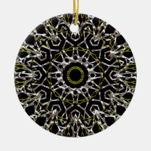 Ornamento De Cerâmica Cerâmica de Prata e Mandala Dourada