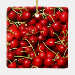 Ornamento De Cerâmica Cereja Cerejas Vermelho