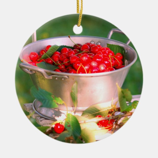Ornamento De Cerâmica Cereja, Jardim de Algodão Rosalinde (Frente)