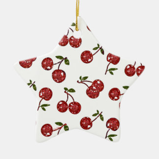 Ornamento De Cerâmica Cerejas Rochabilmente Muito Cerejeiras Em Branco