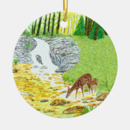 Ornamento De Cerâmica Cerva e Filhote