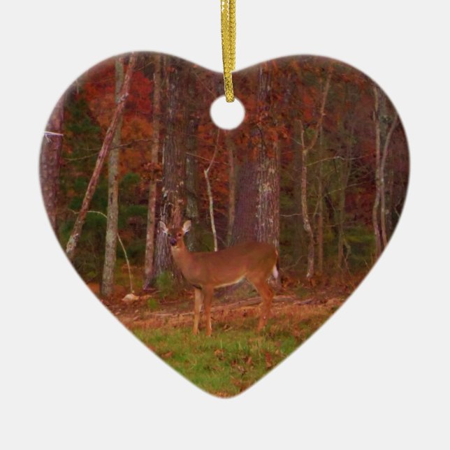 Ornamento De Cerâmica Cerveja, Grama Verde, folhas vermelhas e Douradas (Frente)