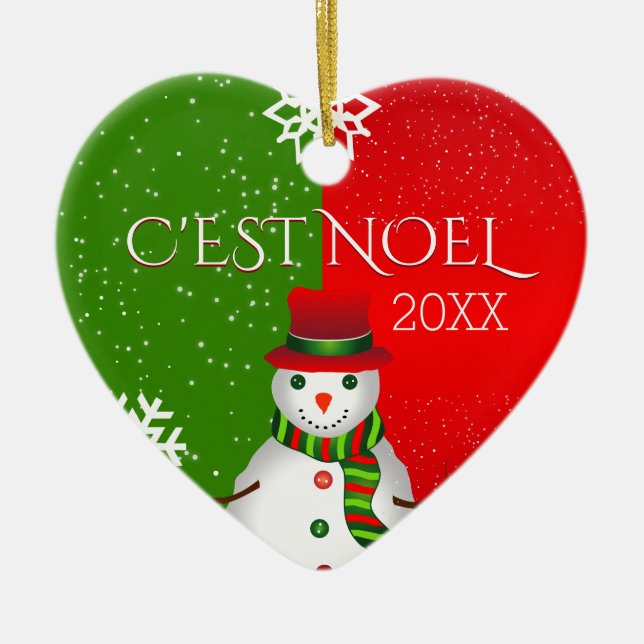 Ornamento De Cerâmica "C'est noel snowman (Frente)