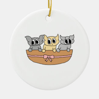 Ornamento De Cerâmica Cesta com 3 gatinhos, desenhos animados
