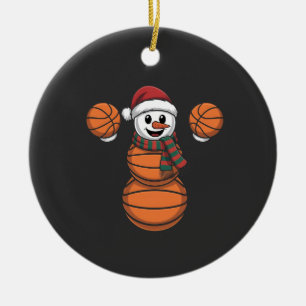 Ornamento De Cerâmica Cesta de Boneco de Neve Basquetebol Natal Santa Be