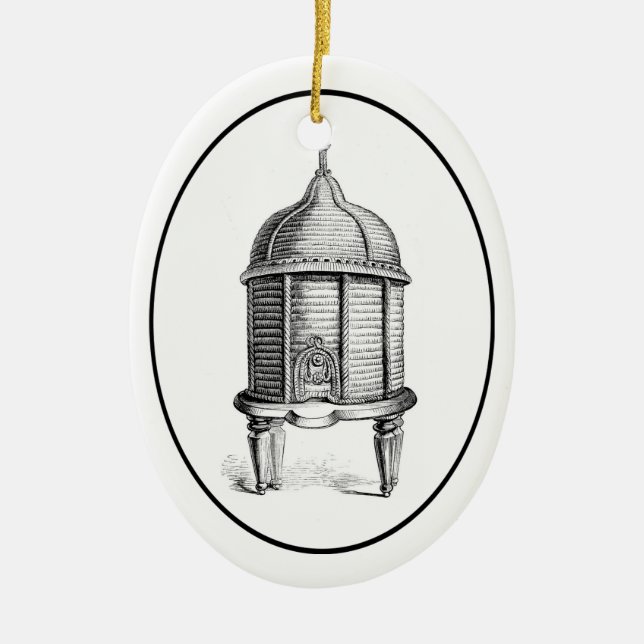 Ornamento De Cerâmica Cesta tecida Skep antiga da colmeia da abelha do (Frente)