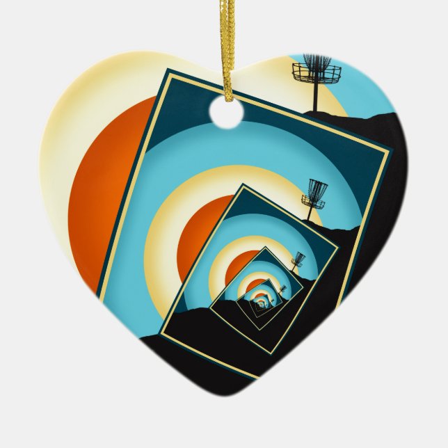 Ornamento De Cerâmica Cestos de Golf de Disco Girando 1 (Frente)