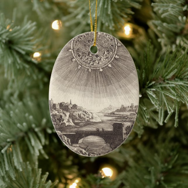 Ornamento De Cerâmica Céu Astronômico Antiquado com Sol por Allain Malle (Árvore)