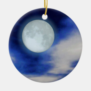Ornamento De Cerâmica Céu nocturno com lua e nuvens