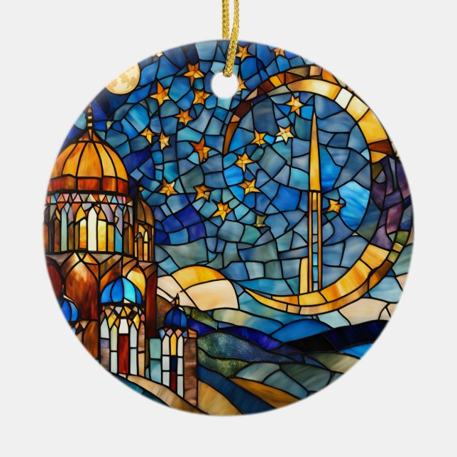 Ornamento De Cerâmica Céu Noturno de Marrocos Personalizado  (Frente)
