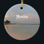 Ornamento De Cerâmica Céus cor-de-rosa em Aruba<br><div class="desc">Céus cor-de-rosa lindos no alvorecer em Aruba.</div>