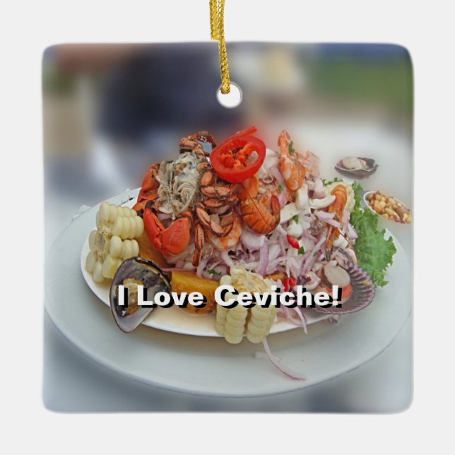 Ornamento De Cerâmica Ceviche peruano! (Frente)