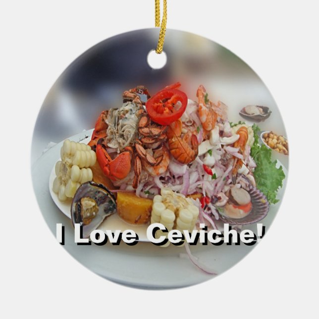 Ornamento De Cerâmica Ceviche peruano! (Frente)