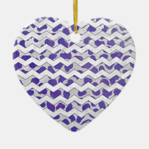 Ornamento De Cerâmica Cevron Dalmatian Roxo e Branco