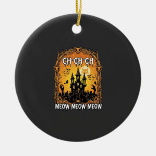 Ornamento De Cerâmica Ch Meow Castelo Assombrado de Halloween_1
