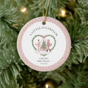 Ornamento De Cerâmica Chá de Bebê Rosa Pequeno Noz Nutcracker