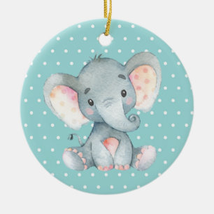 Ornamento De Cerâmica Chá de fraldas De Elefante Branco Aqua Turquoise