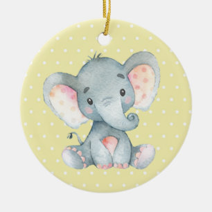 Ornamento De Cerâmica Chá de fraldas de Elefante Cento Amarelo