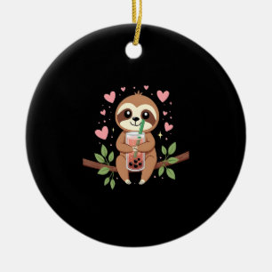 Ornamento De Cerâmica Chá de Leite com Bolhas de Boba de Preguiça Fofa K