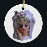 Ornamento De Cerâmica Chá de panela de manicura Vase de Cabeça Rosa<br><div class="desc">Criado de uma foto de um vaso vintage da coleção pessoal de Blonde Blythe.</div>