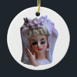 Ornamento De Cerâmica Chá de panela de manicura Vase de Cabeça Rosa<br><div class="desc">Criado de uma foto de um vaso vintage da coleção pessoal de Blonde Blythe.</div>