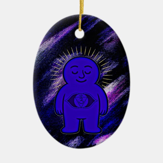 Ornamento De Cerâmica Chakra Buddies: Third Eye Chakra (Frente)