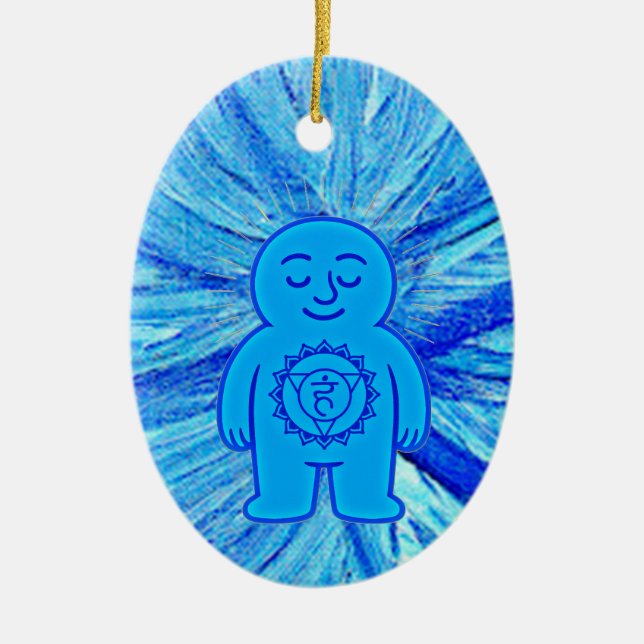 Ornamento De Cerâmica Chakra Buddies: Throat Chakra (Frente)