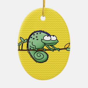 Ornamento De Cerâmica Chameleon Cute Funny