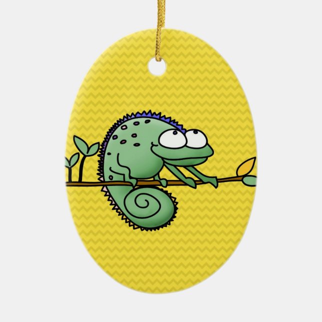 Ornamento De Cerâmica Chameleon Cute Funny (Frente)