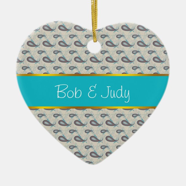 Ornamento De Cerâmica Champagne Paisley Pattern (Frente)