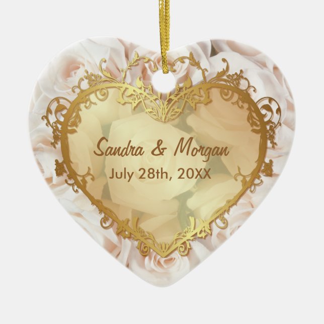 Ornamento De Cerâmica Champanhe Rosa Elegância 2 Lado (Frente)