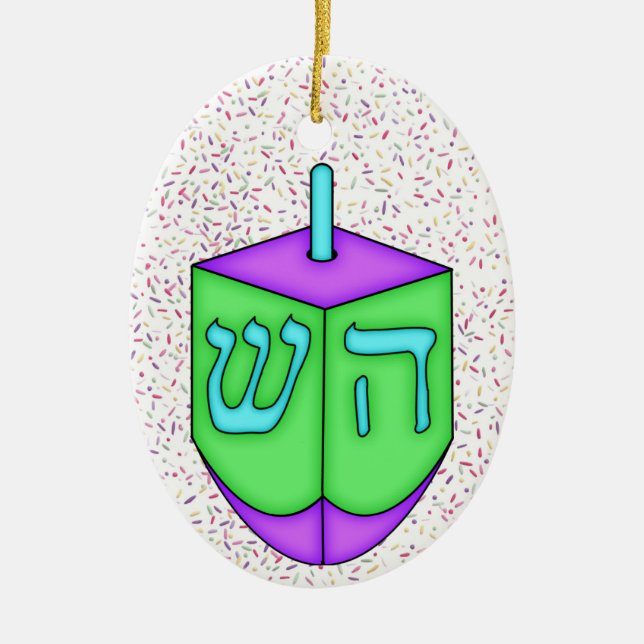 Ornamento De Cerâmica Chanukah Dreidel (Frente)