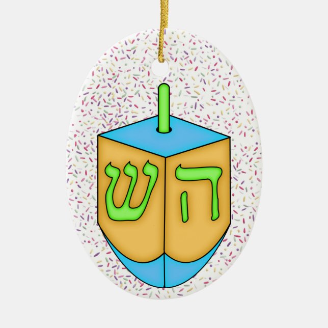 Ornamento De Cerâmica Chanukah Dreidel (Frente)