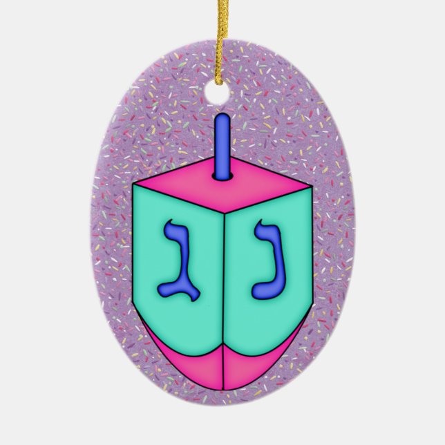 Ornamento De Cerâmica Chanukah Dreidel (Frente)