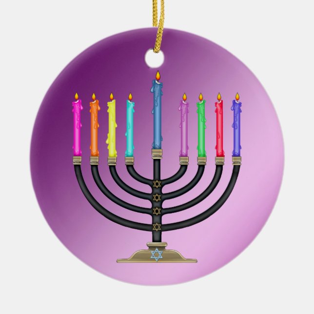 Ornamento De Cerâmica Chanukah Menorah (Frente)
